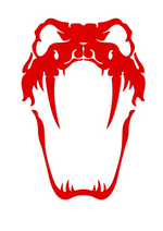 “Viper snake vinyl hood/side car decal, white, large size, die‑cut with no background on black hood”