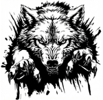 Wolf ‘popping‑out’ vinyl car/wall decal, black, die‑cut with no background on vehicle hood”