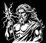“Zeus‑inspired warrior lightning vinyl hood decal, white on black car, die‑cut with no background”