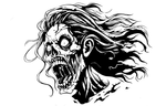 “Female zombie vinyl car/wall decal, white, die‑cut with no background 