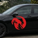Chimera red vinyl decal on black car