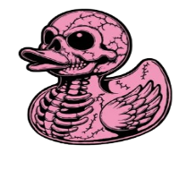 Pink skeleton duck on a white background
