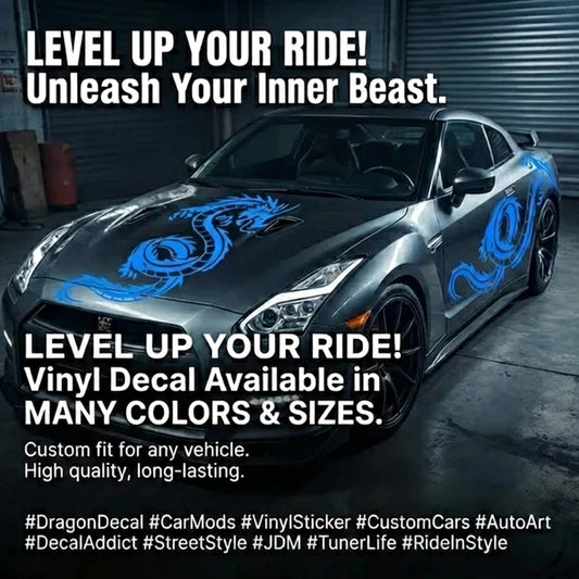 “Black matte dragon serpent wall decal, 60×28.8, high‑contrast silhouette”