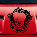 Pennywise clown vinyl decal on car hood in black vinyl