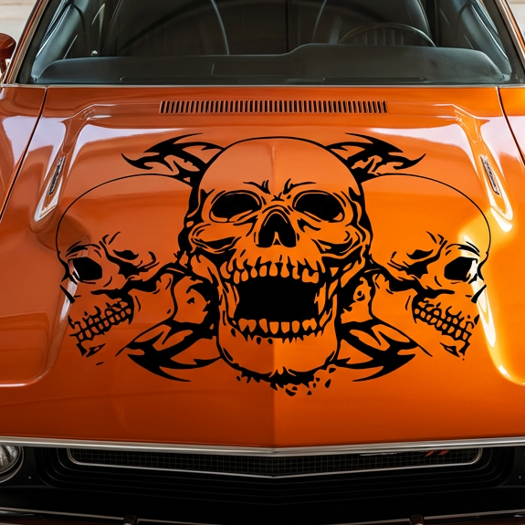 Skull Auto Accent Decal made friom die-cut vinyl, multiple sizes