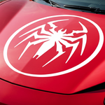 White matte spider silhouette car/wall decal, large size, high‑contrast on vehicle