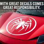 White matte spider silhouette car/wall decal, large size, high‑contrast on vehicle