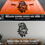 Sugar Skull with Flowers vinyl car/wall decal, black , die‑cut with no background  on vehicle/wall