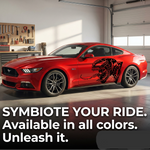 Venom inspired vinyl decal made with 6 year die-cut vinyl on red car