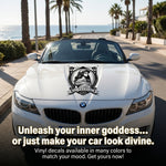 “Gold Aphrodite goddess silhouette decal on car hood