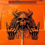 Demon/ skull graphic vinyl decal, die cut, black vinyl