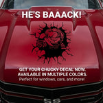 Black matte Chucky‑inspired car/wall decal, 29×29, die‑cut with no background