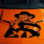 Black matte Freddy‑inspired wall/car decal, 29×27, high‑contrast silhouette”
