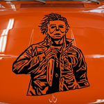 Michael Myers vinyl decal on car hood