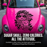 Black matte Sugar Skull square decal, 29×29, high‑contrast silhouette on vehicle