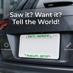 Fun, colorful license plate frame mounted on car, matte finish, standard 12×6 fit
