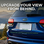 “Scenic Route matte aluminum license plate frame, 12.2×6.3, pre‑drilled holes, vibrant color print”