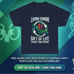 “Living Donor ‘Gift of Life • Share Your Spare’ graphic t‑shirt, black, unisex, front view”