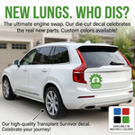 Green vinyl, die-cut decal for lung transplant survivors