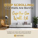 Custom vinyl wall art text decal, black, ‘Design Your Own’ sample on interior wall”