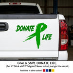 Donate Life vinyl decal in green, die cut, no background