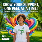 “Donate Life unisex graphic t‑shirt, white with green HTV print, front view”