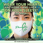Donate Life decal in HTV Vinyl applied to a white mask