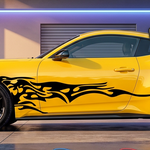 Black matte side flames vehicle decals, 80×20 in pair, die‑cut with no background
