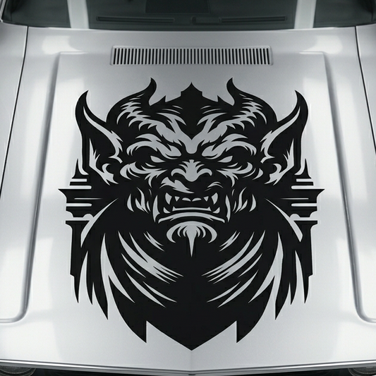 Black matte Gargoyle square decal, 29×29, applied to smooth interior wall