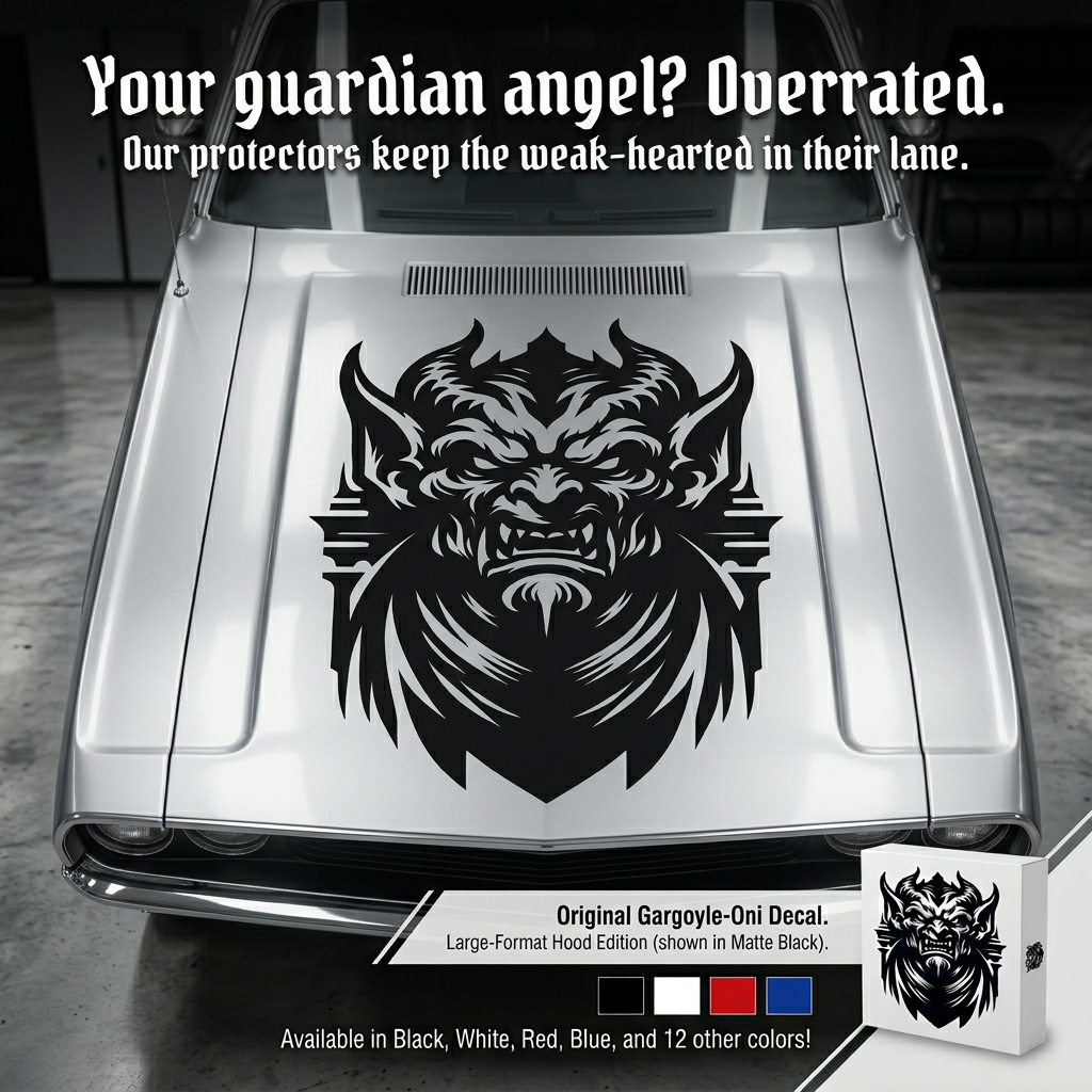 Black matte Gargoyle square decal, 29×29, applied to smooth interior wall