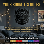 Black matte Gargoyle square decal, 29×29, applied to smooth interior wall