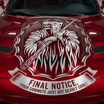 Grim Reaper vinyl car/wall decal, white, 22×31 on hood.  die‑cut with no background”