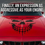 “Black matte skull square wall/car decal, 29×29, high‑contrast silhouette on smooth painted wall/car”