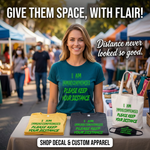 “I am immunocompromised — please keep your distance graphic t‑shirt, black, unisex, front view”