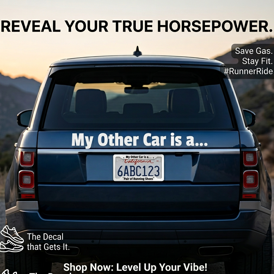 “My other car is a pair of running shoes" matte aluminum license plate frame, 12×6 fit, pre‑drilled holes