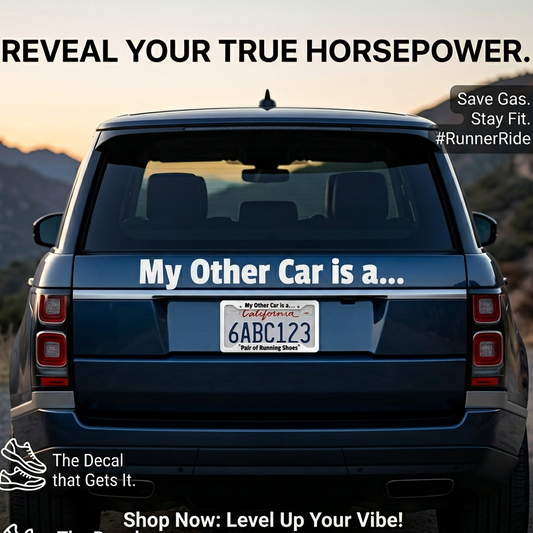 “My other car is a pair of running shoes" matte aluminum license plate frame, 12×6 fit, pre‑drilled holes