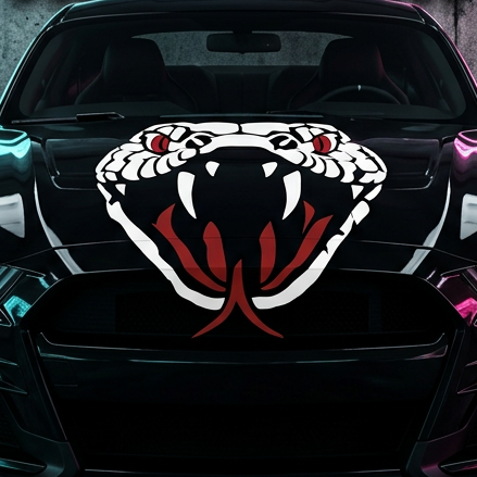 Mamba snake vinyl car/wall decal, white, 30×26 in, die‑cut with no background on rear window