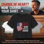 “Heart Transplant Warrior ‘I am not most men’ tee, Blue, soft cotton jersey, flat lay