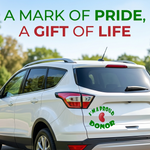 “I’m a Proud Kidney Donor vinyl car window decal, white, 9‑inch width, die‑cut with no background”