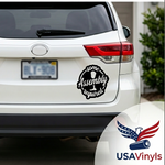 Black ‘Some Assembly Required’ handicapped humor car decal on light tailgate, high‑contrast lettering