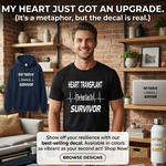 Heart Transplant Survivor ‘The Beat Goes On’ graphic t‑shirt, Charcoal, unisex, front view