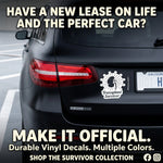 “Kidney Transplant Survivor" vinyl car window decal, white, 10‑inch width, die‑cut with no background