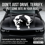 “Zombie vinyl hood/wall decal, white, die‑cut with no background on dark vehicle 