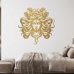 Ivory wall with a Medusa head vinyl decal on the wall