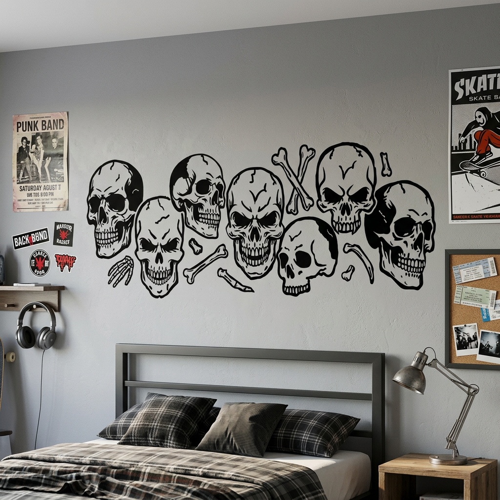 Skull & Bones Vinyl Car Decal – Gothic Skull Graphic Sticker for Vehicle or Wall | USAVinyls