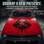 Witch die-cut vinyl decal on red muscla car  40" x28.5"