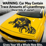 Yellow car with a black werrewolf  vinyl decal. Multiple sizes