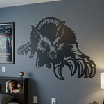 bedroom wall with a black werrewolf  vinyl decal. Multiple sizes