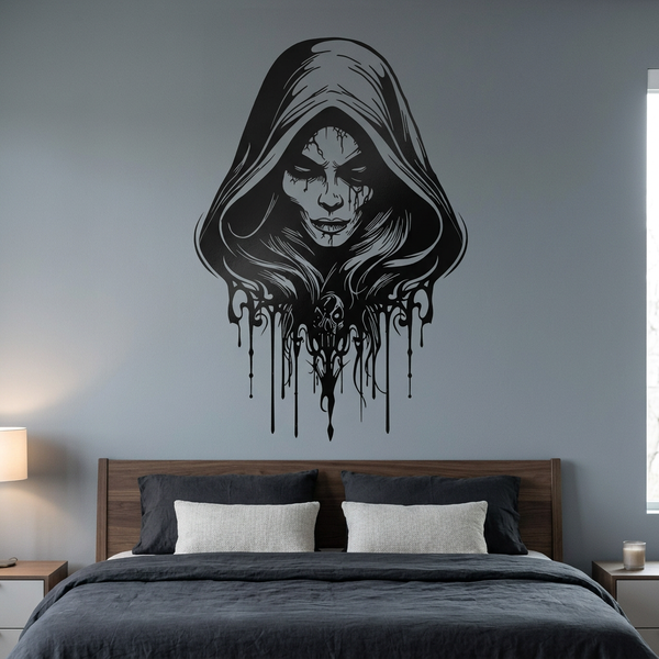 Witch die-cut vinyl decal on an interior wall  40" x28.5"