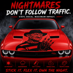 Red car with a vinyl decal of a Freddy Kreuger with Needle Glove